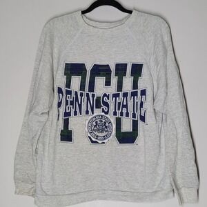 Vintage 90s Penn State University Crewneck Size L Grey College PSU Tultex